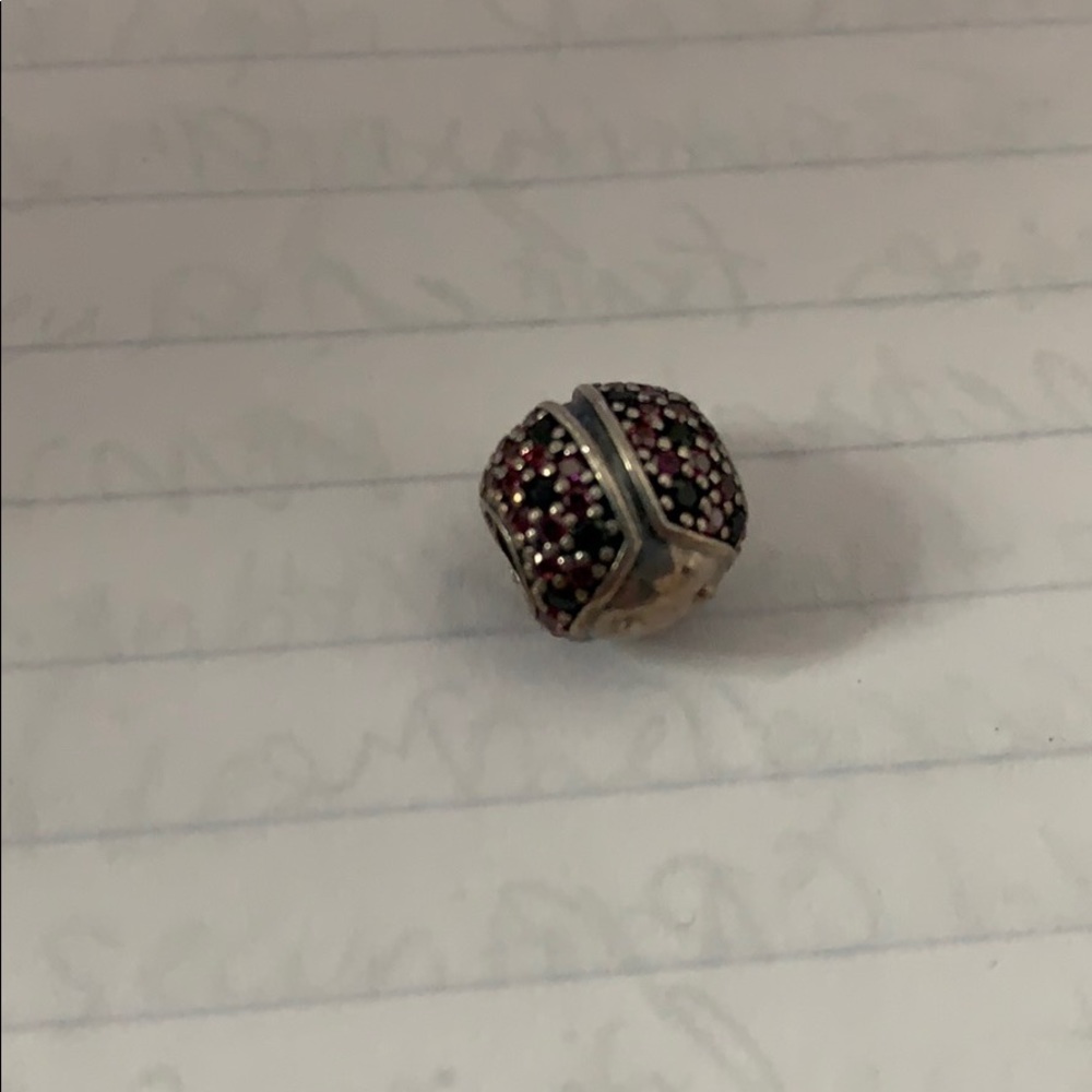 Pandora silver jeweled lady bug charm